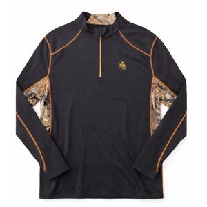 Legendary Whitetails 1/4 Zip Performance Mens Black Camo Hunting Base Layer XL
